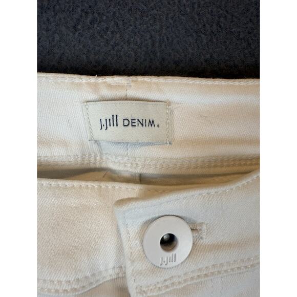 NWT J Jill Women's Denim Jeans Size 14 White Kick Flare Ankle Raw Hem Stretch - Picture 2 of 8